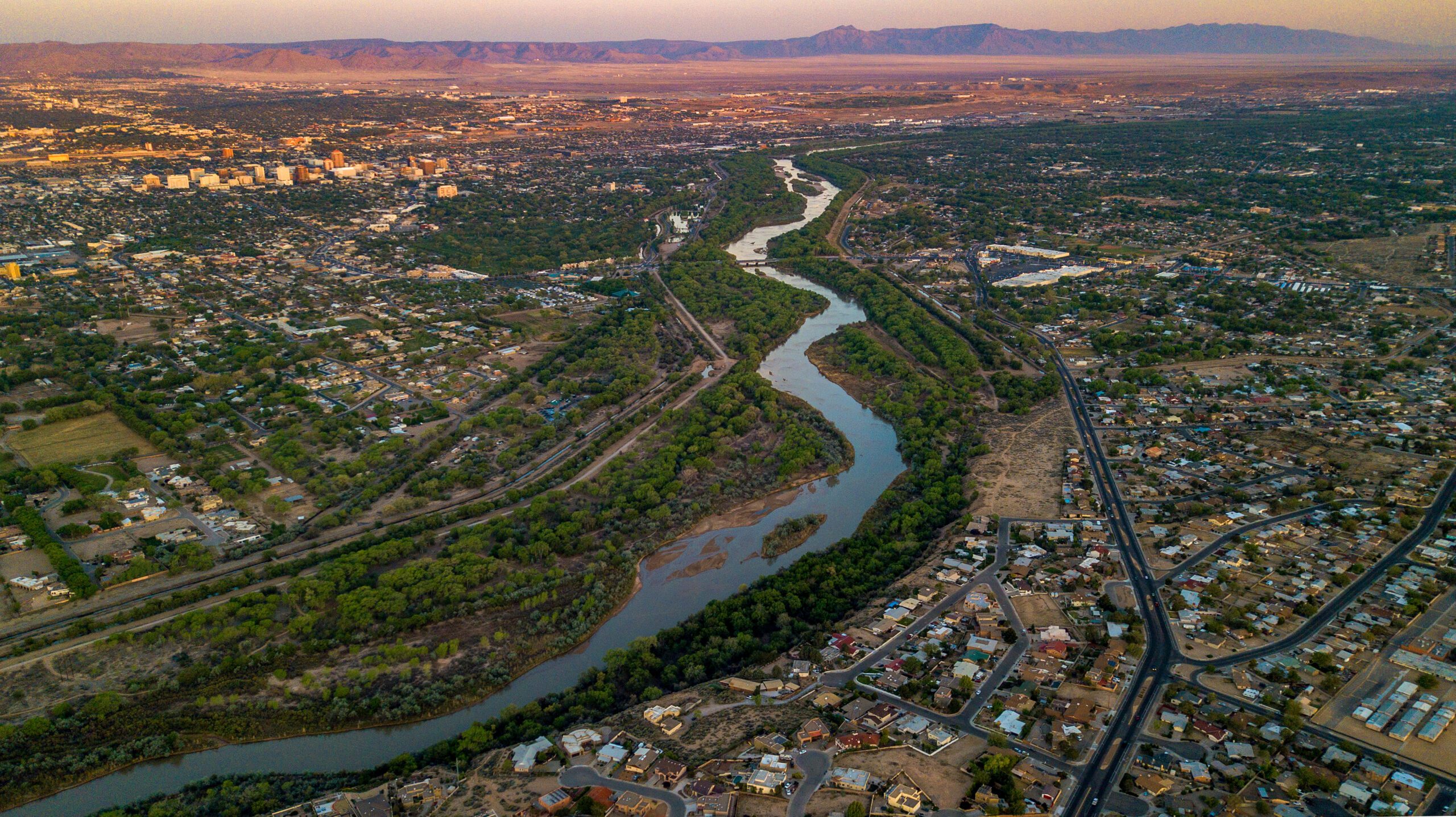 Image of Albuquerque and the Rio Grande for residential roofing in Albuquerque