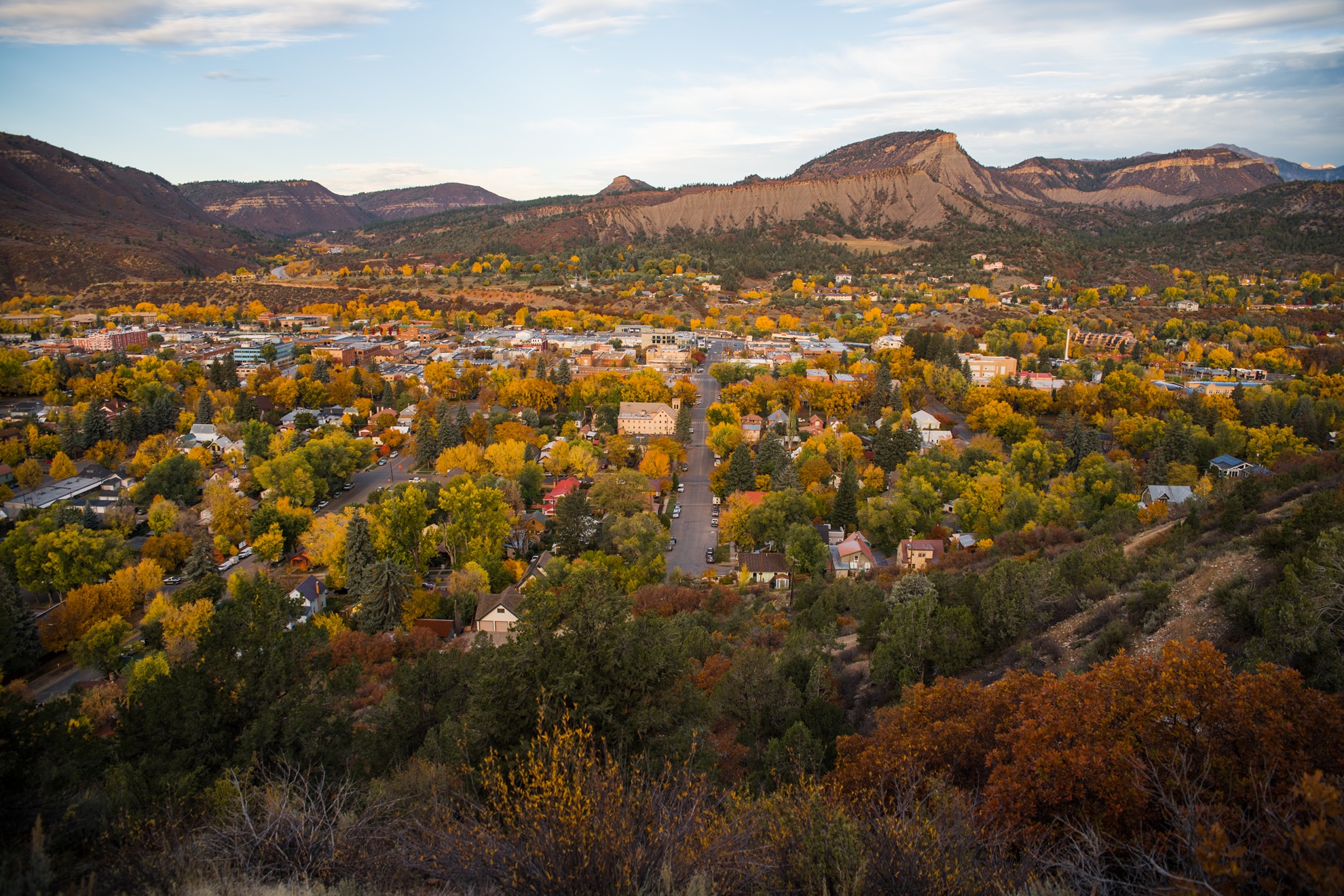 Image of Durango CO during autumn for comprehensive roofing services